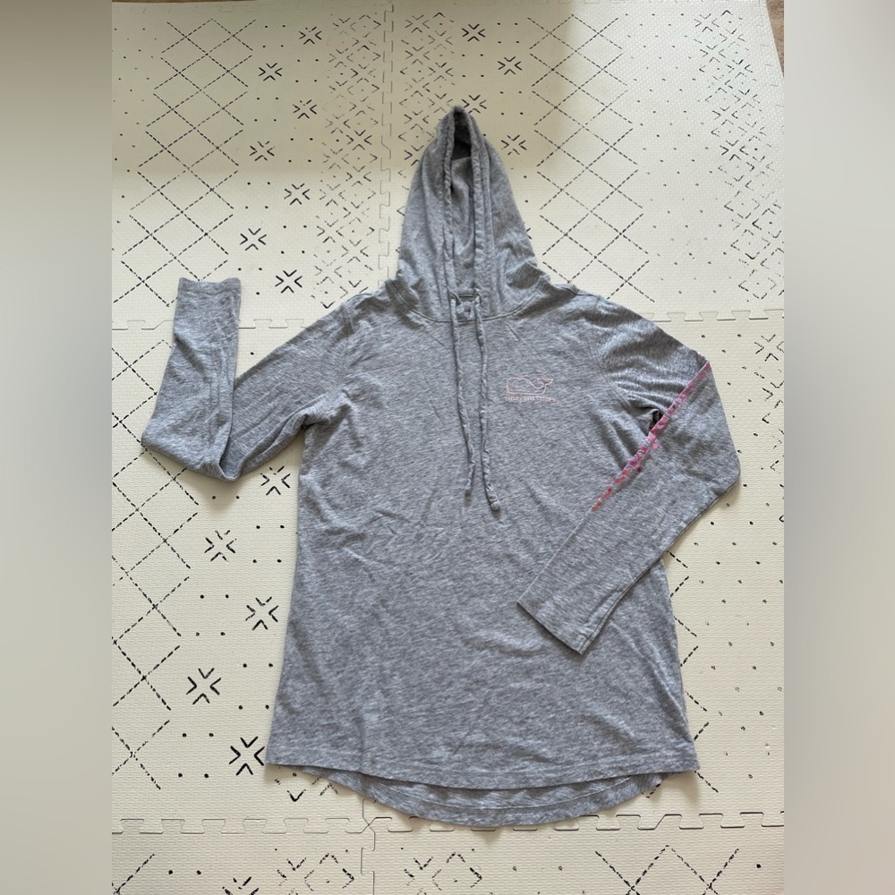 Vineyard Vines whale pink logo hooded long sleeve‎ shirt XXS